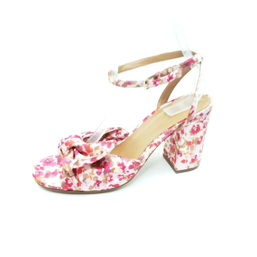 J. Crew Printed Knotted Heel Sandal Floral Ditsy Peep Toe Womens US 9